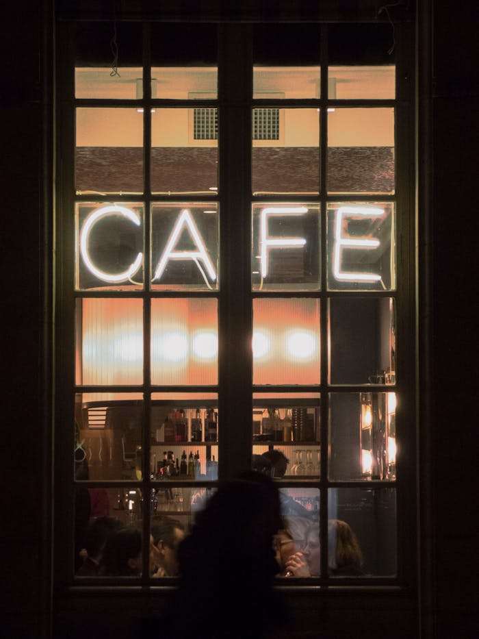 Neon Lighted Cafe Signage